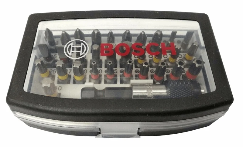 Bosch 32-tlg Schrauberbit-Set Sortiment mit Farbcodierung in Box Bitset Bits Bit