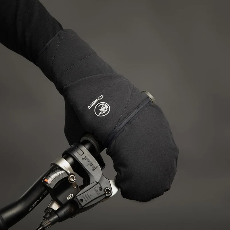 CHIBA Polarfleece Titan - Radhandschuhe schwarz S, winddicht, warm, Touchfunktion