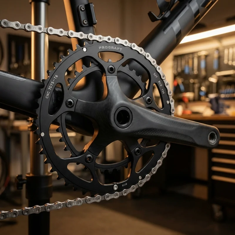 Procraft Kettenblatt RR 110 BCD 9-fach 52 Z Schwarz - Eloxiert & CNC-präzise