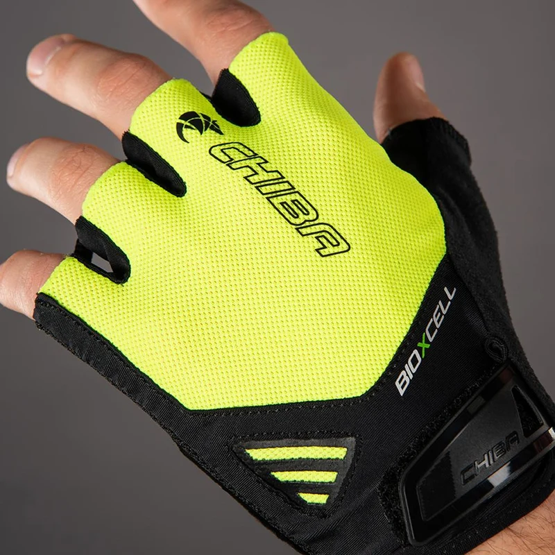 CHIBA BioXCell Air - Radhandschuhe neongelb, S, atmungsaktiv mit Gelpolsterung