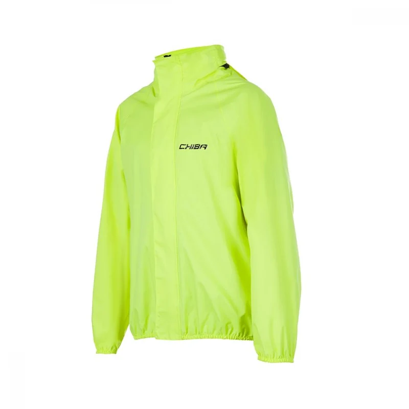 Chiba Regenjacke Rain Kids neongelb Größe M - wasserdichte und winddichte Kinder-Fahrradjacke, atmungsaktiv, mit reflektierenden Elementen für bessere Sichtbarkeit, leicht und kompakt verstaubar