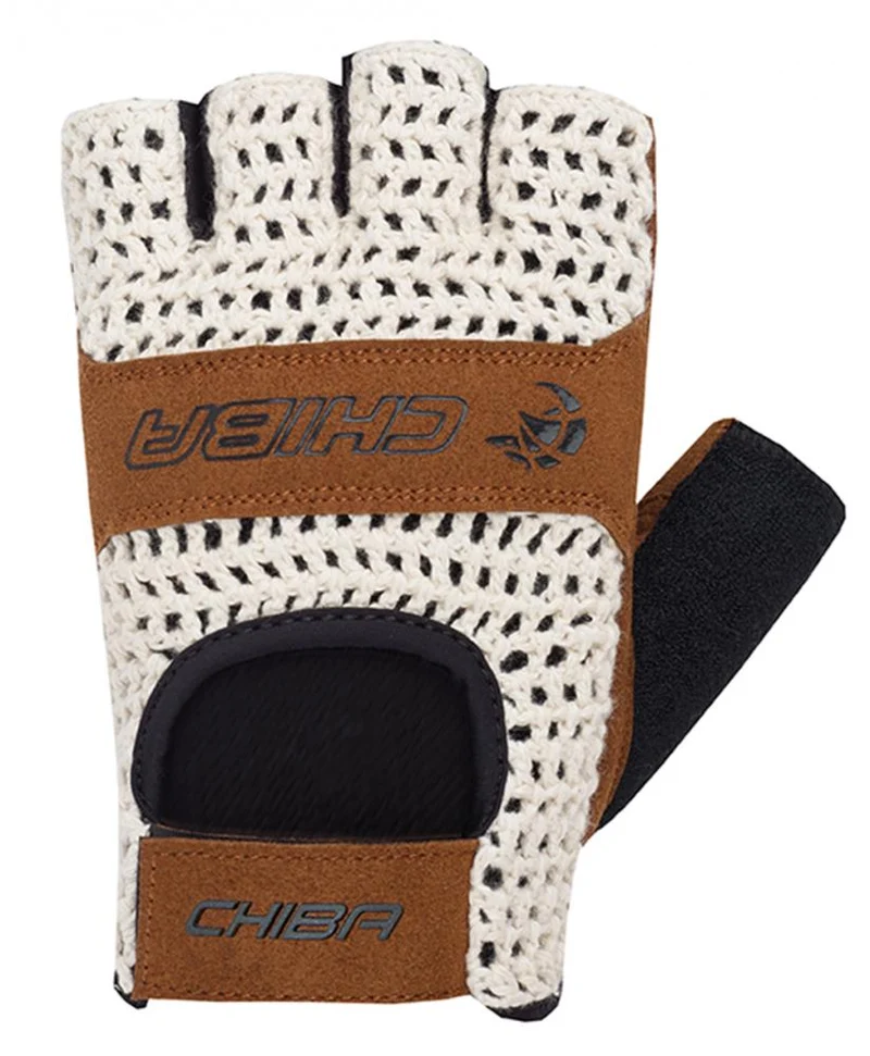 CHIBA Retro - Radhandschuhe kurzfinger, S, beige/braun
