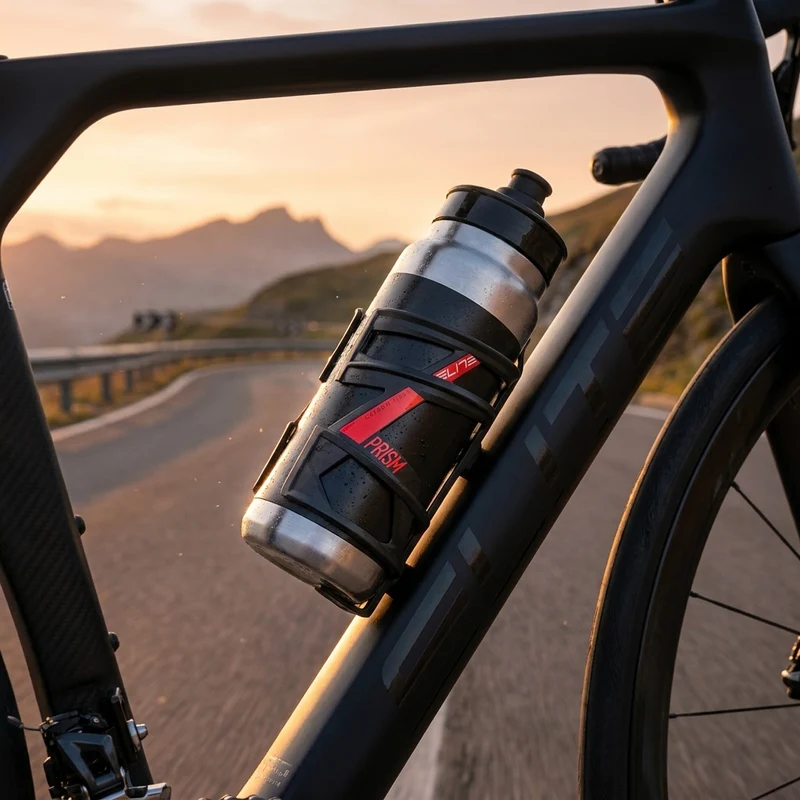Elite Flaschenhalter PRISM Carbon rechts schwarz-matt/rote Grafik