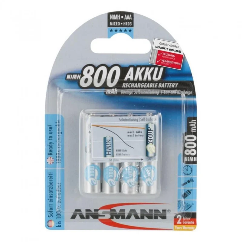 Ansmann Akku Micro 800mAh NiMH 1,2V AAA 4er-Set