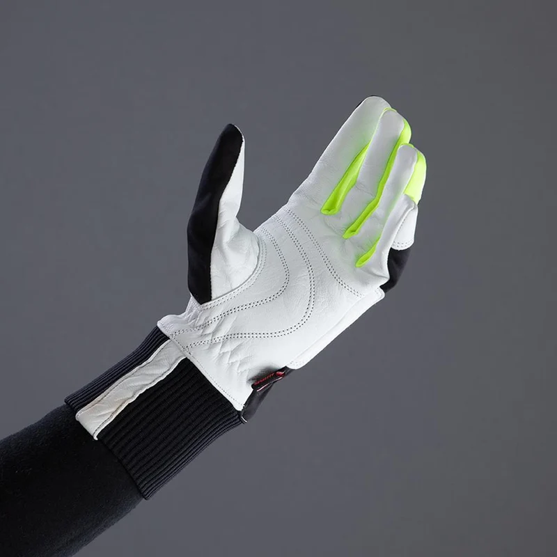 CHIBA Nordic Plus - Radhandschuhe sz/neongel, winddicht & atmungsaktiv, Gr. 9,5