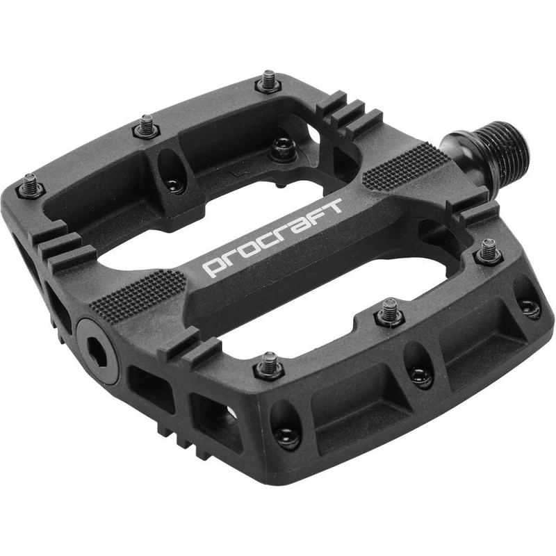 Procraft Pedale Small Grip Essential Kunststoff 102 x 100 mm Schwarz - kompakte Flatpedals mit Top-Grip