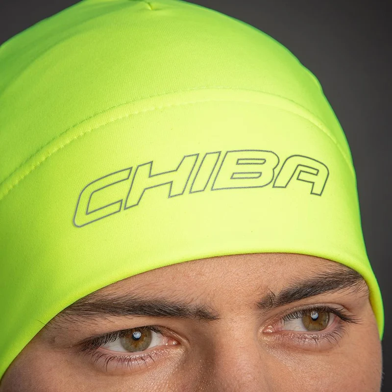 CHIBA Thermofleece Mütze - S/M, neongelb, atmungsaktiv, reflektierend