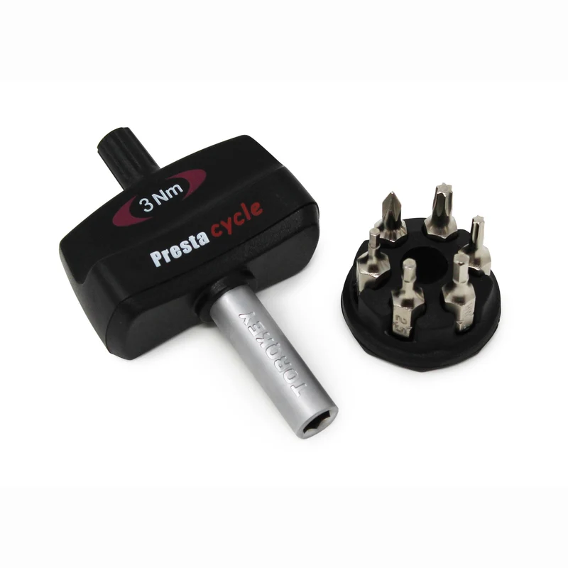 Prestacycle Mini TorqKeys – 3 Nm voreingestelltes Drehmomentwerkzeug mit 6 Bits und Halter