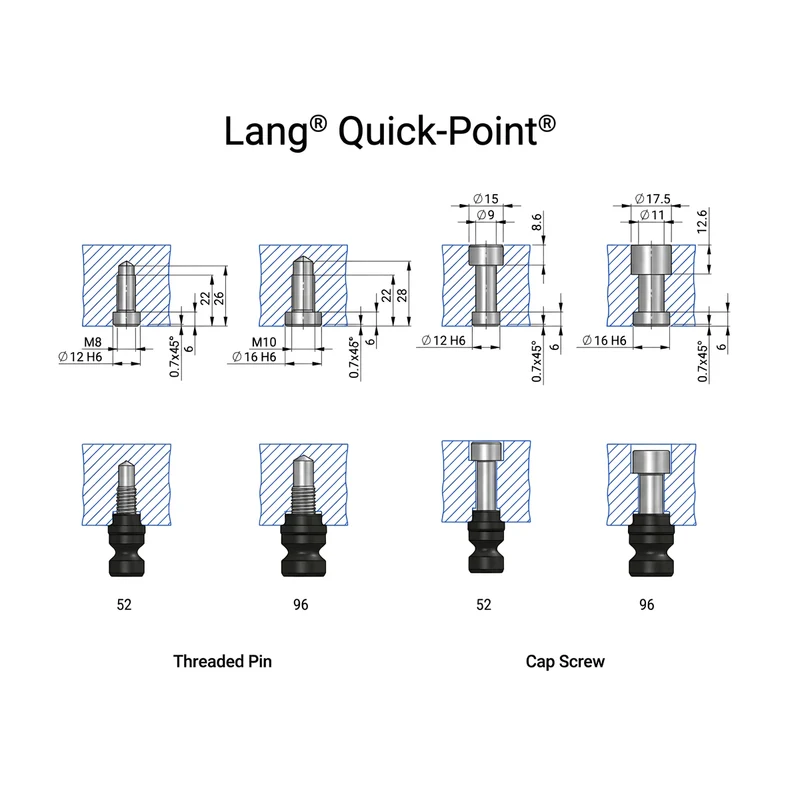 96mm Clamping Studs for Lang Quick-Point® (Set of 4)