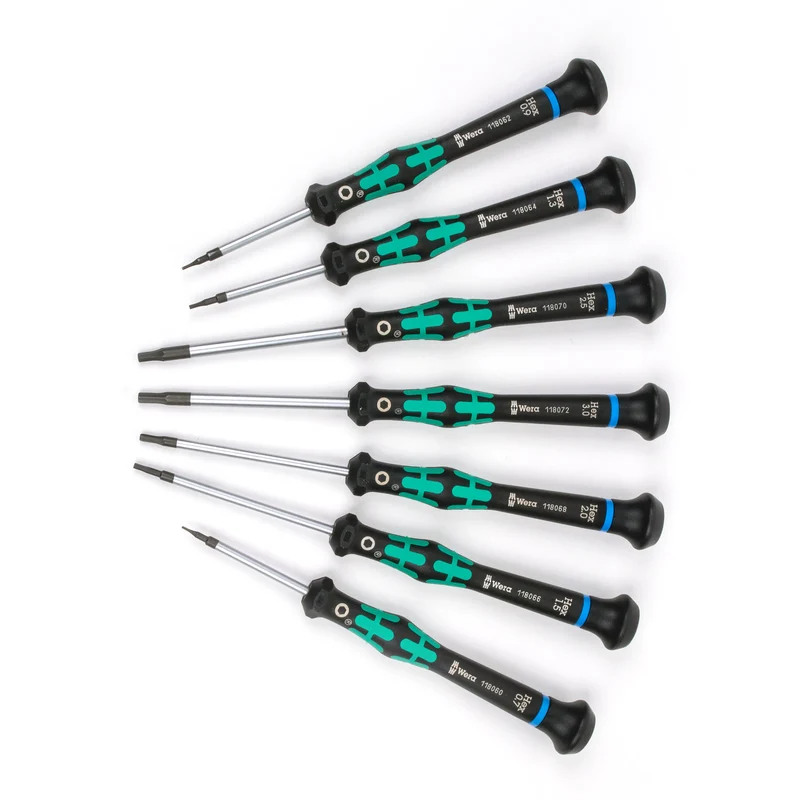 Wera 2054/7 Micro Precision Hex Screwdriver Set, 7pc Metric