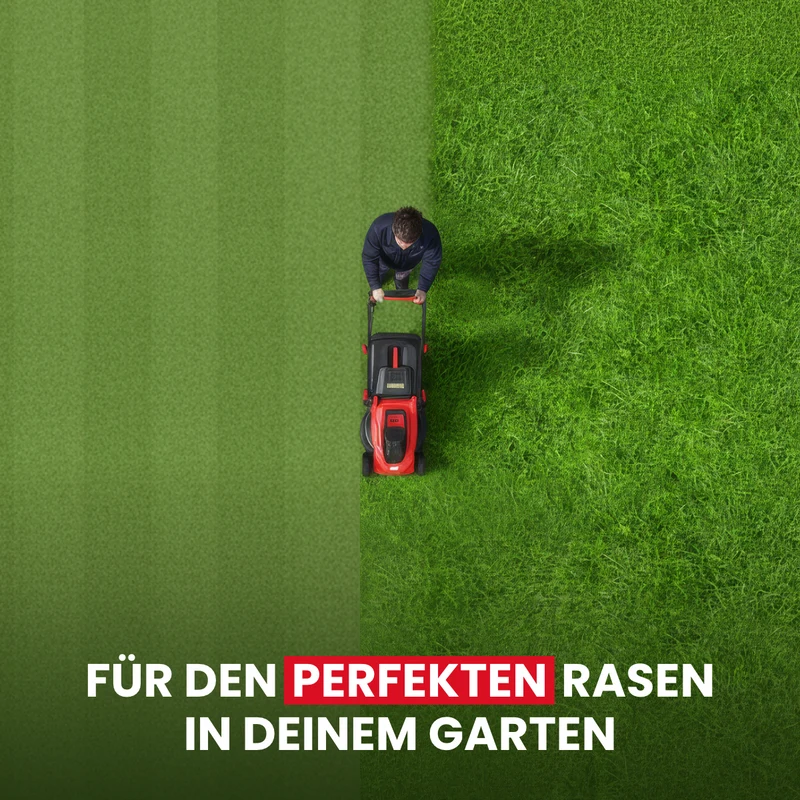 Akku-Rasenmäher mit Mulchfunktion und 2x Akku