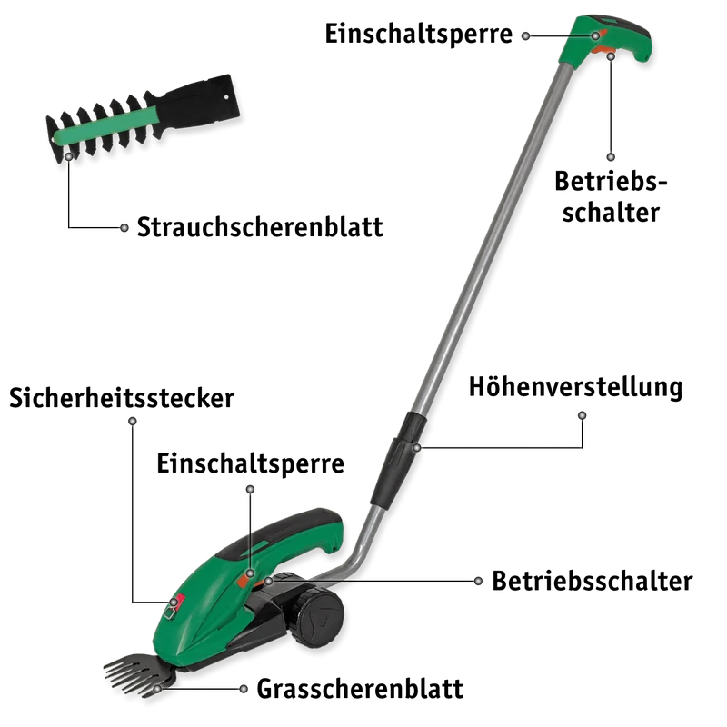 Li-Ion Akku-Gras- und Strauchschere 7,2 V